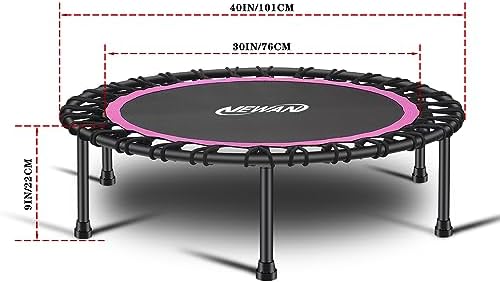 NEWAN Silent Mini Trampoline for Adults - 40" to 48" Diameter, Max Limit 330lbs, Silent Bungee Rebounder Jumping Cardio