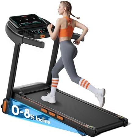 Home Gym Equipment |0HP Folding Treadmill with Incline and Bluetooth | Best Home Treadmill for Weight Loss 300 lbs Capa