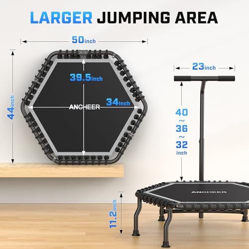 ANCHEER Trampoline for Adult, Indoor Outdoor Mini Trampoline, 550LBS_fitness_trampoline_with_Bungee