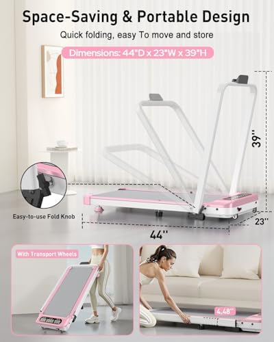 Upgrade |5HP Low Noise Foldable Treadmill with 8% Incline for Home/Office | Trisomy 4 in 1 Portable Under Desk Foldable