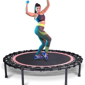 Mini Fitness Trampoline with Bungees - Stable & Quiet Rebounder for Adults