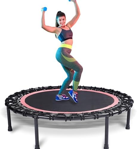 Mini Fitness Trampoline with Bungees - Stable & Quiet Rebounder for Adults