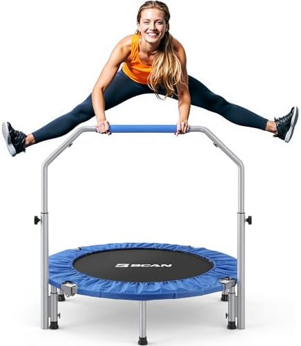 BCAN Fitness Rebounder Max Load 330lbs/440lbs for Adults Indoor/Garden Workout BCAN Adjustable Foam Handle Trampoline