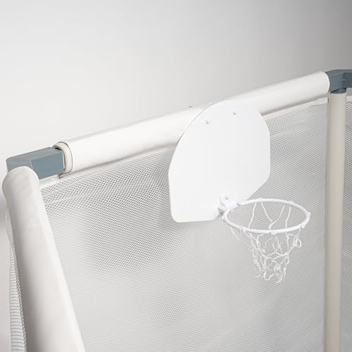 Aesthetic Kids Trampoline with Safety Net & Basketball Hoop, Ultra Safe No-Gap Design, Gifts for Boys & Girls Indoor and