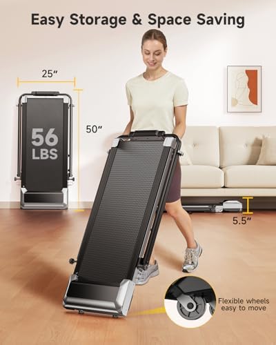 Portable Walking Pad Treadmill with 12% Incline for Home/Office | Under Desk Treadmills with LED Display & Remote Contr