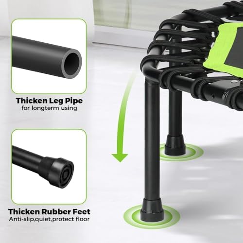 ONETWOFIT Quiet Foldable Mini Trampoline for Adults 42” W/Adjustable Foam Handle Bungees, Perfect for Indoor Workout O