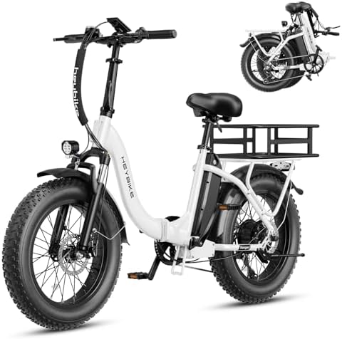 Heybike Ranger Electric Bike for Adults, Peak 1400W Motor Ebike, 28MPH Folding Step-Thru E Bike with Front Suspension
