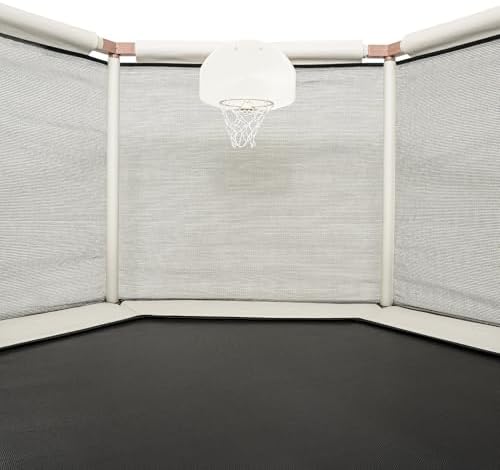 Aesthetic Kids Trampoline with Safety Net & Basketball Hoop, Ultra Safe No-Gap Design, Gifts for Boys & Girls Indoor and