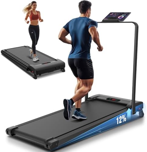 ANCHEER Portable Folding Treadmill with Remote Control and LED Screen - 12% Incline - Max 320 lb Capacity - Home, Gym, a