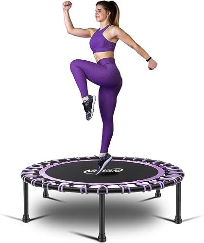 NEWAN Silent Mini Trampoline for Adults - 40" to 48" Diameter, Max Limit 330lbs, Silent Bungee Rebounder Jumping Cardio