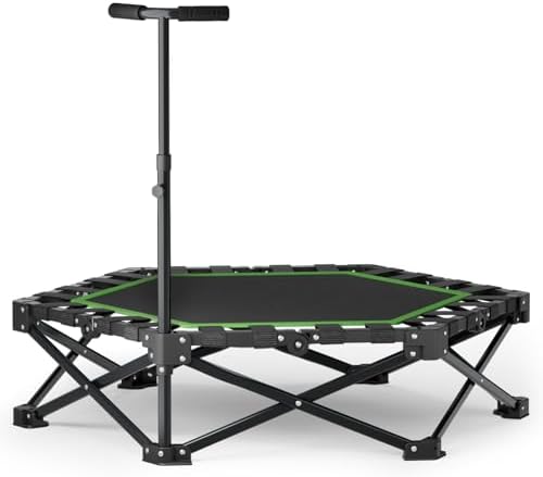 EAST MOUNT 42" Folding Fitness Trampoline for Adults, Foldable Mini Trampoline with Handle, Max Load 440lbs