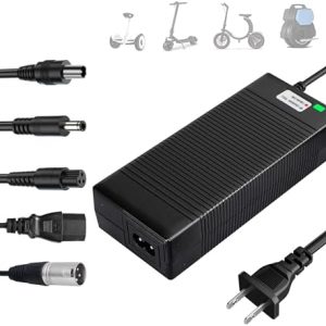 Pinkind 48V Li-ion Battery Charger Replacement 5 in 1 Plugs Fast Charger, Universal for 48V 13S Lithium Batteries, Razor