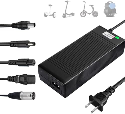 Pinkind 48V Li-ion Battery Charger Replacement 5 in 1 Plugs Fast Charger, Universal for 48V 13S Lithium Batteries, Razor