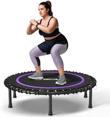 BCAN Durable 450LBS/550LBS Foldable Mini Trampoline for Adult Indoor/Outdoor Workout