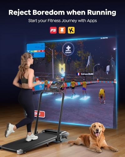 Portable Compact Under Desk Treadmill with App Remote Control and LED Display 2 in 1 Foldable Treadmill with Incline for