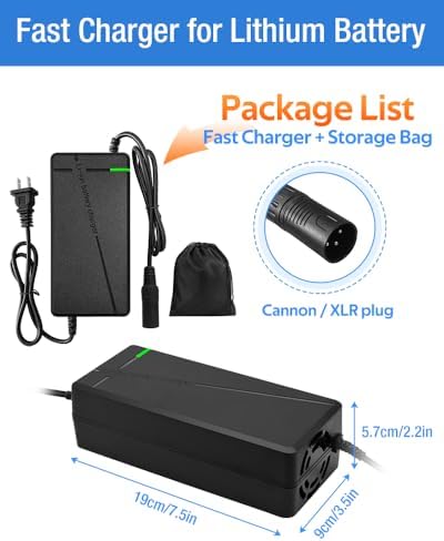 Super Fast Charger for 48V Lithium Battery No Adapter Needed | 5|6V 3A/5A Charger for 48V Lithium Battery with Cooling