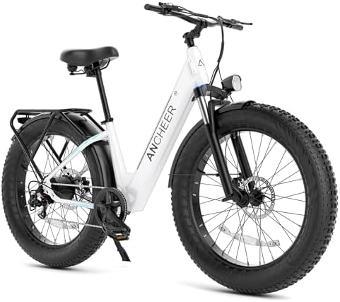 ANCHEER 26" Electric Bike for Adults, 1000W Peak Motor, 60 Miles Range, Fat Tire Electric Bike Off-Road EBike for Men &