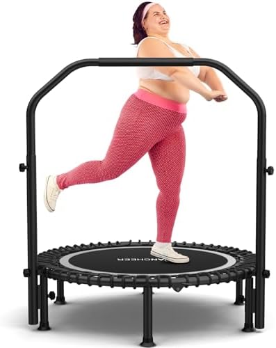 Ancheer Bungee Rebounder Trampoline, Foldable Fitness Trampoline with Resistance Ropes, 450-550LBS Capacity, Safe for Ho