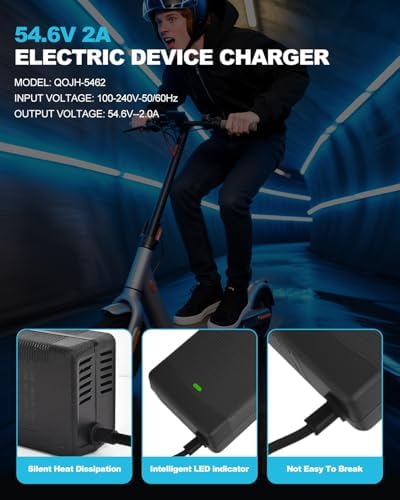 2A Fast Charger for 48V Lithium Battery, Universal Hoverboard Battery Charger with 7 Plugs for Jetson, Gotrax, Razor, Ni