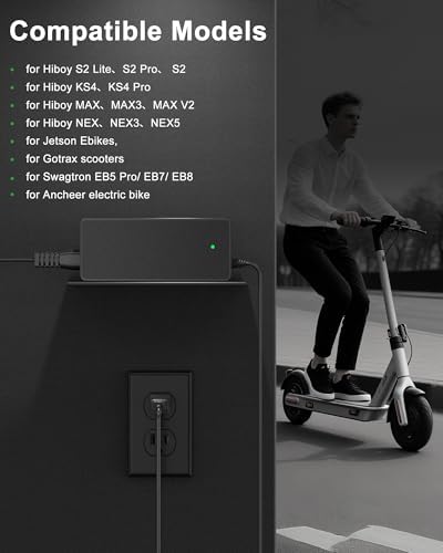 WUKUR 42V 2A Electric Scooter Charger for Hiboy Scooters Global Recycled Standard WUKUR 42V 2A Electric Scooter Charge