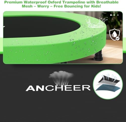 ANCHEER Mini Trampoline for Kids & Toddlers - Indoor/Outdoor Rebounder with Adjustable Handle ANCHEER 56'' Safe Oval Fit