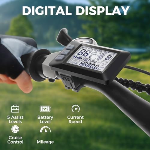 ANCHEER 500W 26" Electric Bike for Adults: Peak 750W, 48V 10.4Ah Battery, Up to 55 Miles 21 Speed 22MPH Electric Mountai