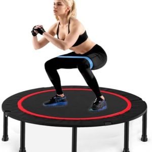 40"/48" Fitness Rebounder Trampoline with 4-Level Adjustable Foam Handle for Kids & Adults | Quiet and Stable 40"/48" E