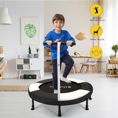 SkyBound Kids Trampoline Indoor 36 Inch - Kids Trampoline with Handle - |0mm Steel Pipe Mini Trampoline for Toddlers and