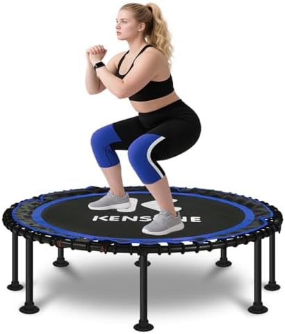 450/550 Lbs Quiet Indoor Mini Trampoline for Adults | Fitness Gym Workout | 40/48" Foldable Rebounder Trampoline with Bu