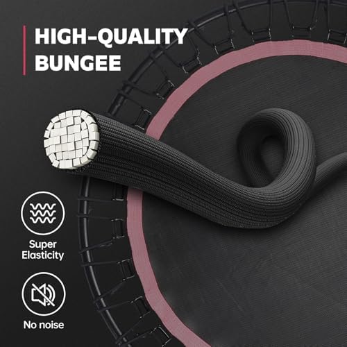 Mini Fitness Trampoline with Bungees - Stable & Quiet Rebounder for Adults