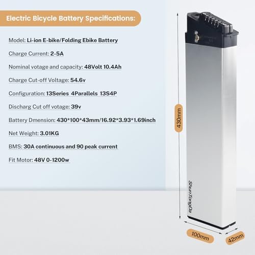 48V 10.4Ah Folding Ebike Battery for 250W 500W 750W 1000W Motor (Top Selling A Grade Cell) 48V 14Ah DCH-006 Built in E