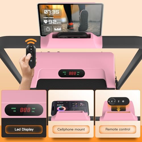 ANCHEER Portable Folding Treadmill with Remote Control and LED Screen - 12% Incline - Max 320 lb Capacity - Home, Gym, a