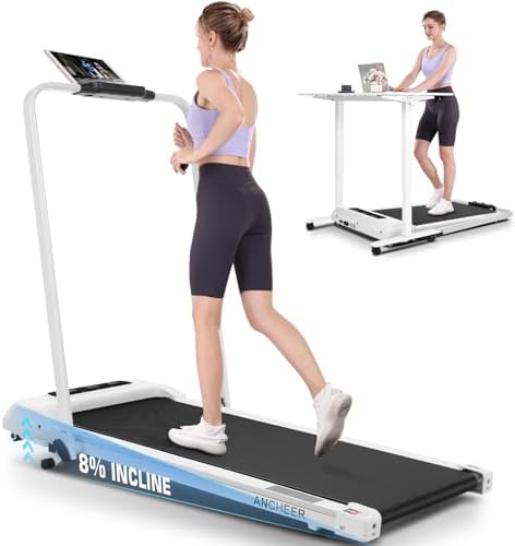 ANCHEER Under Desk Treadmill with Incline and Handle Bar for Home Office | ANCHEER 4 in 1 Folding Treadmill with LED Di