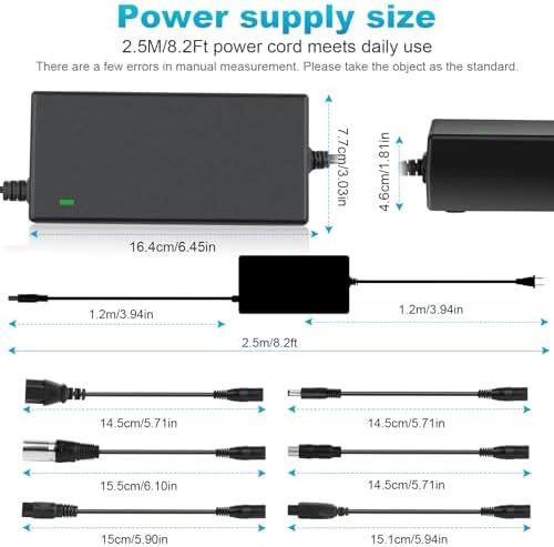 TREE.NB 5|6V 2A Charger for Lithium Battery with 5.5x|1mm Jack Round Connector, GOTRAX GXL V2/G2/G3/G4/Apex/Glider/XR El