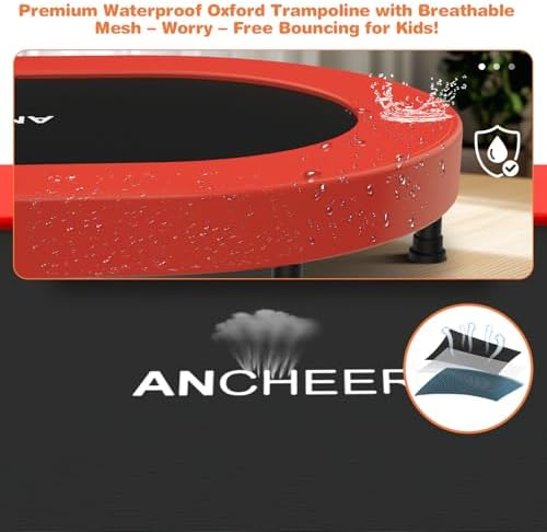 ANCHEER Mini Trampoline for Kids & Toddlers - Indoor/Outdoor Rebounder with Adjustable Handle, 56'' Safe Oval Fitness Tr