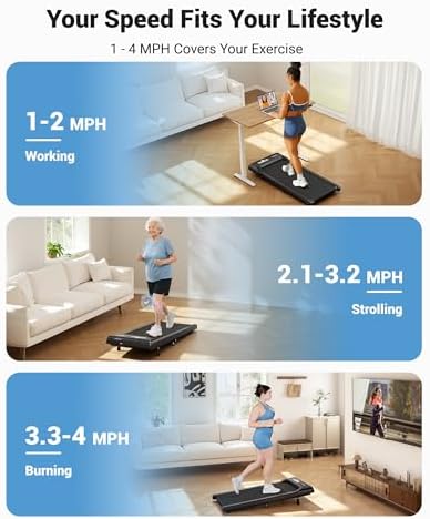 THERUN Walking Pad Treadmill Under DeskPortable Mini Treadmill for Home Office|5HP 265 lbs Weight Capacity Remote Contro