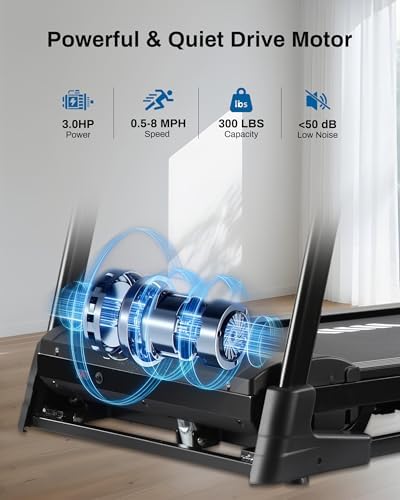 Automatic Incline Treadmill for Home, 300LBS Capacity, 15% Incline, |0HP, Shock Absorbing with APP Cardio Treadmill wi