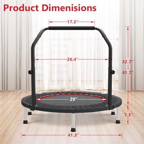 HYD-Parts 48" Mini Trampoline for Adults and Kids | Adjustable Bar | Indoor Fitness Trampoline | Max Load 440lbs HYD-Par