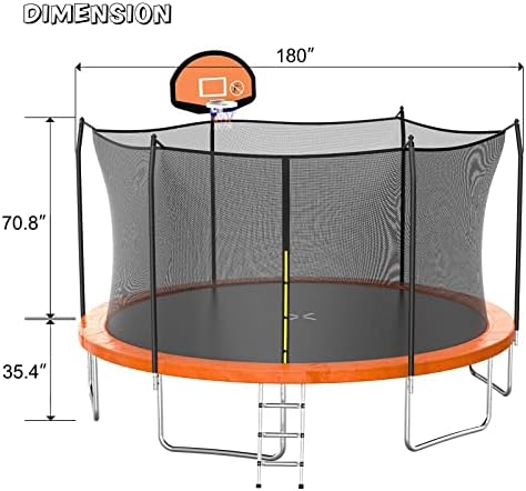 AOTOB Heavy Duty Trampoline with Safety Net and Hoop for Kids and Adults Outdoor Jumping