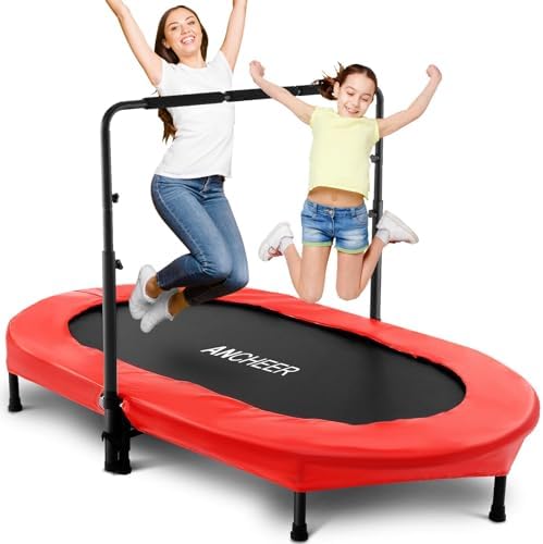Kids Toddler Trampoline Indoor Outdoor Games 56" 220LBS Capacity Foldable Safety Handrail ASTM Certified