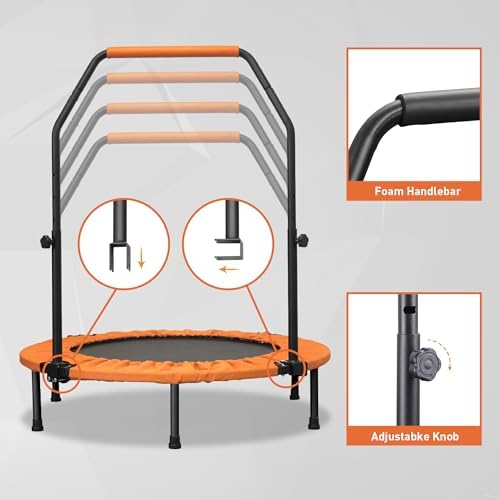 HYD-Parts 48" Mini Trampoline for Adults and Kids | Adjustable Bar | Indoor Fitness Trampoline | Max Load 440lbs HYD-Par