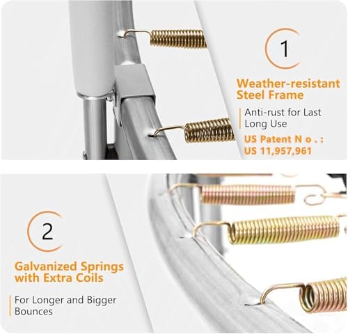 SKOK Kids Outdoor Trampoline, 400LBS ASTM Approved Net Trampoline, Kid Friendly, Outdoor Play, Durable and Safe, 12ft Di