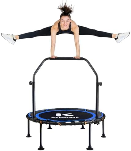 450/550 Lbs Quiet Indoor Mini Trampoline for Adults | Fitness Gym Workout | 40/48" Foldable Rebounder Trampoline with Bu