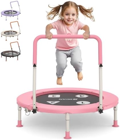 BCAN 36" Toddler Trampoline for Kids Ages 1-6: Safe, Foldable & Adjustable, Indoor & Garden Use, Gift for Boys and Girls