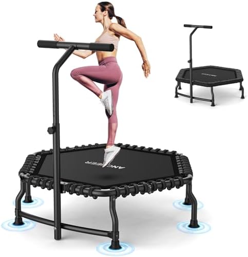 ANCHEER Trampoline for Adult, Indoor Outdoor Mini Trampoline, 550LBS_fitness_trampoline_with_Bungee