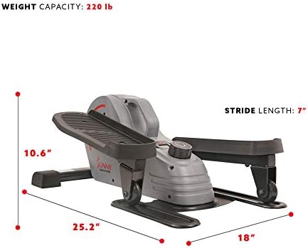 Sunny Health & Fitness Portable Elliptical Machine for Home Workout, Senior Friendly Sit/Stand, Free Sunnyfit App Connec