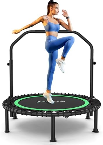 Ancheer Bungee Rebounder Trampoline, Foldable Fitness Trampoline with Resistance Ropes, 450-550LBS Capacity, Safe for Ho