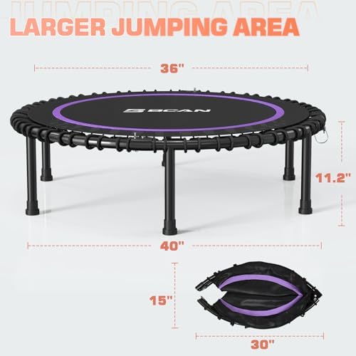 BCAN Durable 450LBS/550LBS Foldable Mini Trampoline for Adult Indoor/Outdoor Workout