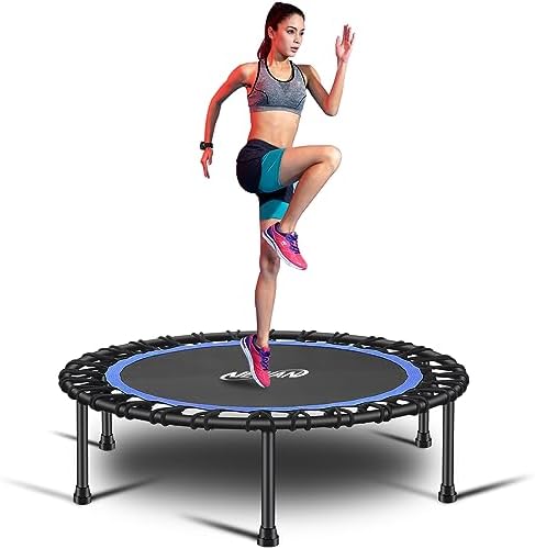 NEWAN Silent Mini Trampoline for Adults - 40" to 48" Diameter, Max Limit 330lbs, Silent Bungee Rebounder Jumping Cardio