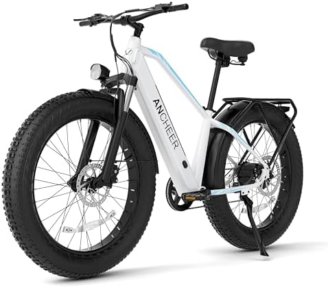 ANCHEER 26" Electric Bike for Adults, 1000W Peak Motor, 60 Miles Range, Fat Tire Electric Bike Off-Road EBike for Men &
